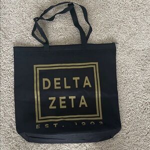 Sorority Delta Zeta (DZ) Black and Gold Tote Bag